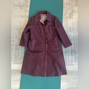 ILGWU 70’s Womens Vintage Union Made Red Maroon Long Wool Lined Peacoat Large